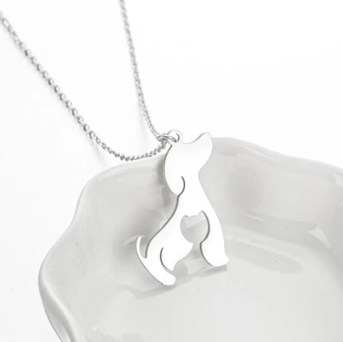 Stainless Steel Titanium Steel Fashion Plating Dog Pendant Necklace