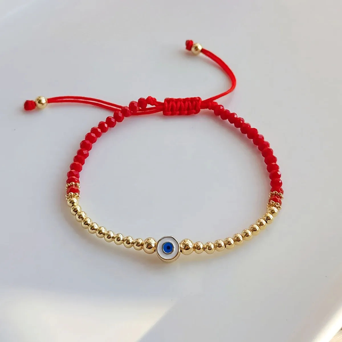 Fashion Eye Artificial Crystal Glass Copper Beaded Enamel Plating Gold Plated Women'S Bracelets