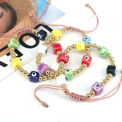 1 Piece Fashion Eye Glass Beaded Copper Gold Plated Women'S Bracelets