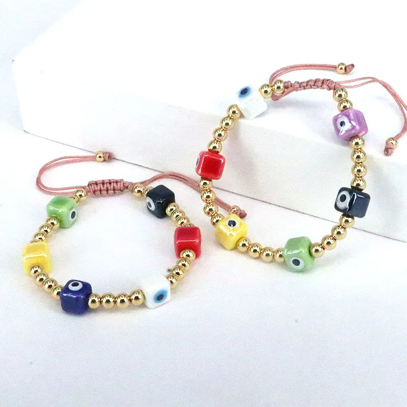 1 Piece Fashion Eye Glass Beaded Copper Gold Plated Women'S Bracelets