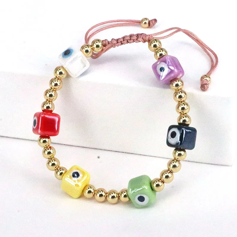 1 Piece Fashion Eye Glass Beaded Copper Gold Plated Women'S Bracelets