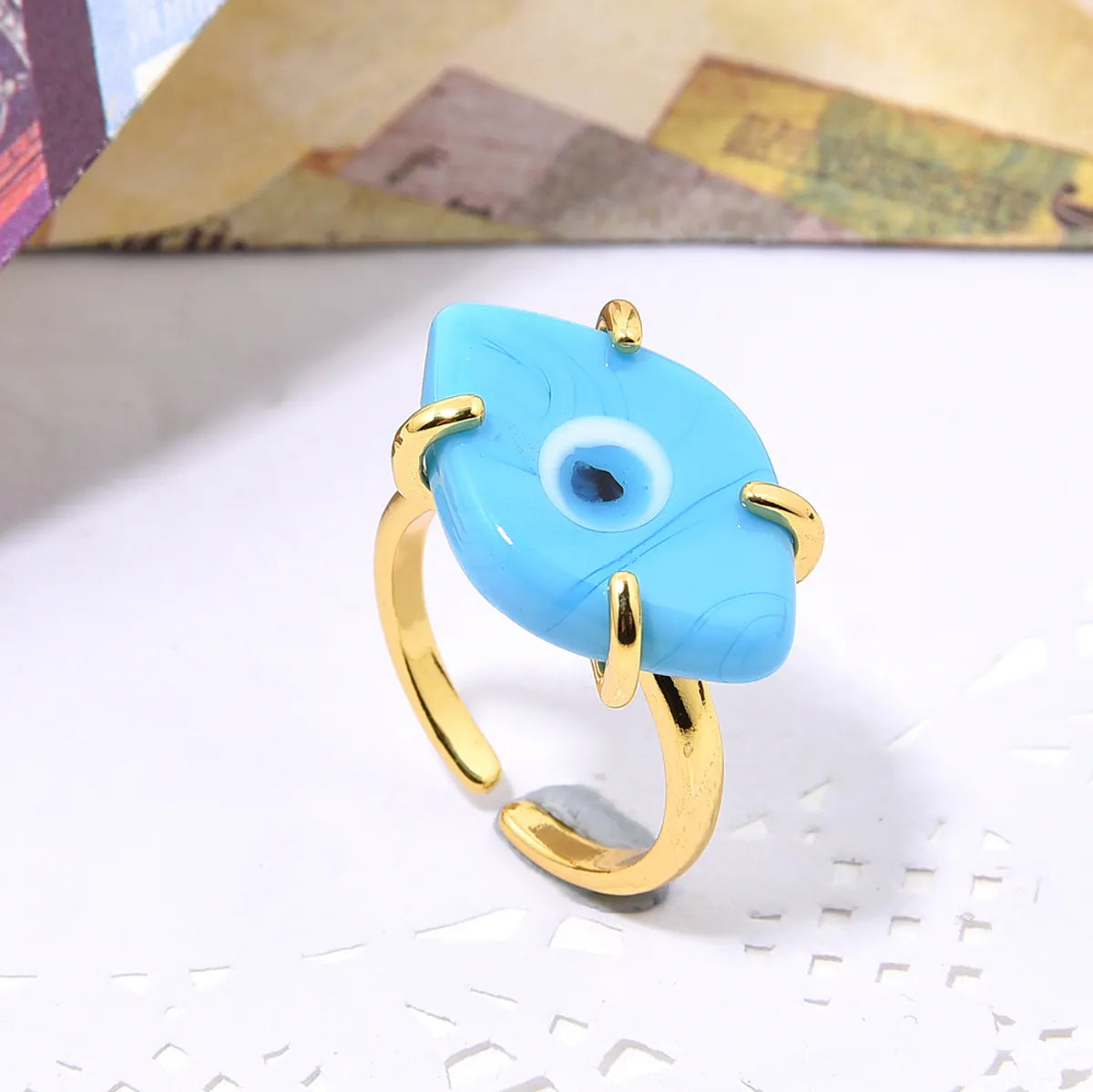 1 Piece Fashion Eye Glass Copper Plating Open Ring