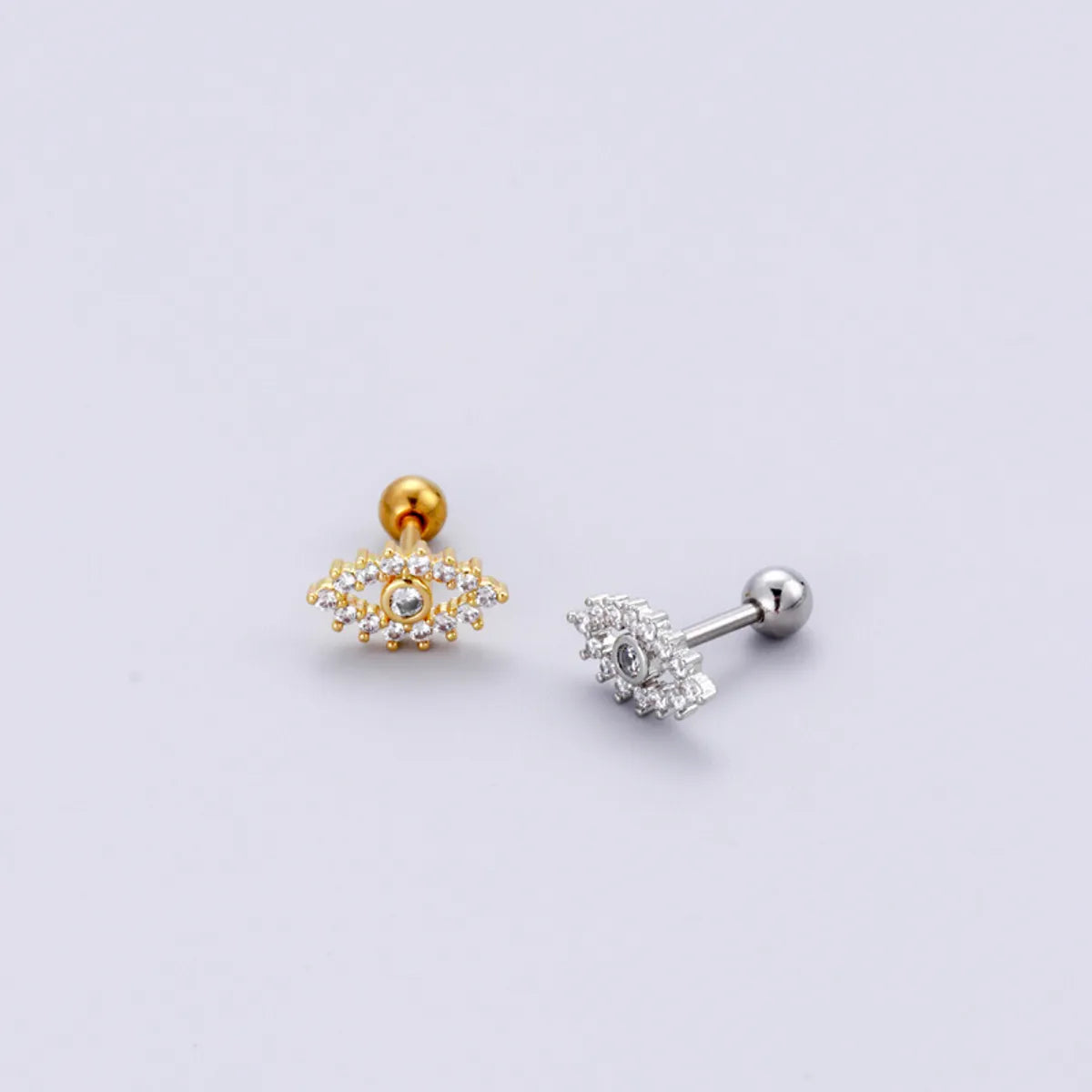 1 Piece Fashion Eye Metal Plating Inlay Zircon Ear Studs