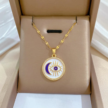 1 Piece Fashion Eye Stainless Steel Copper Plating Zircon Pendant Necklace