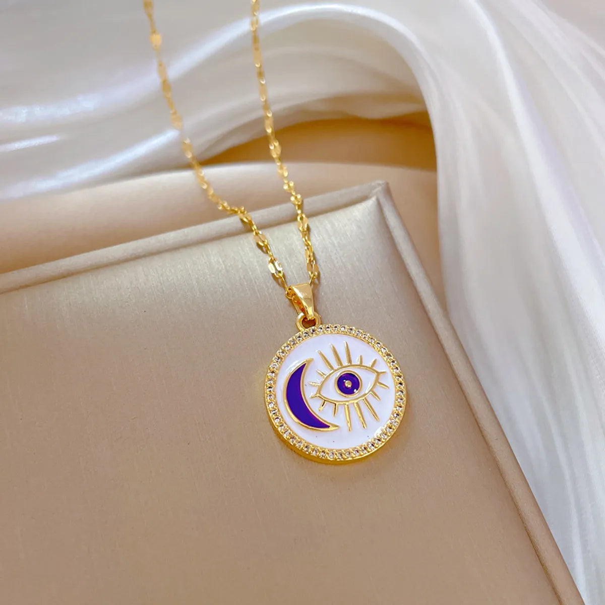 1 Piece Fashion Eye Stainless Steel Copper Plating Zircon Pendant Necklace