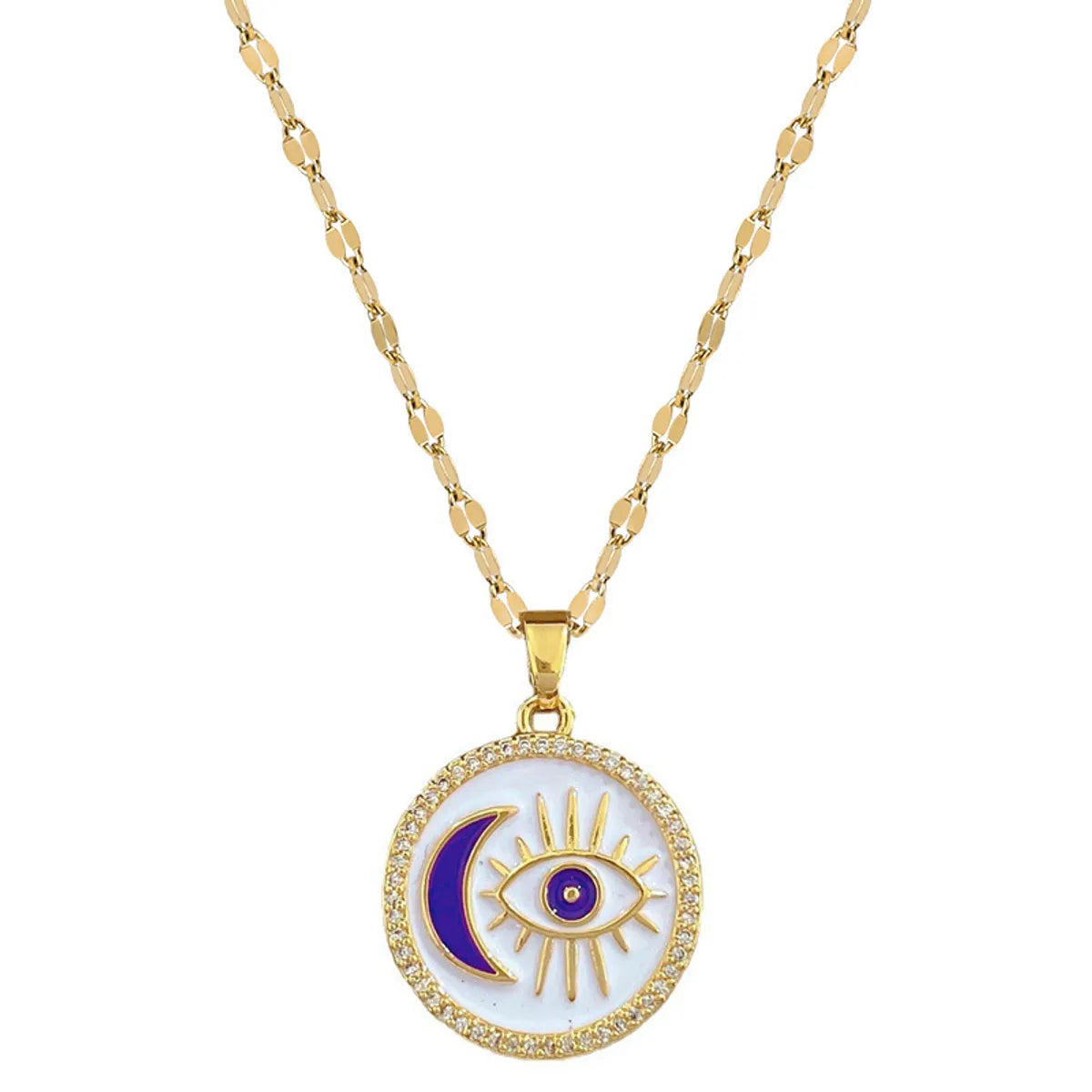 1 Piece Fashion Eye Stainless Steel Copper Plating Zircon Pendant Necklace