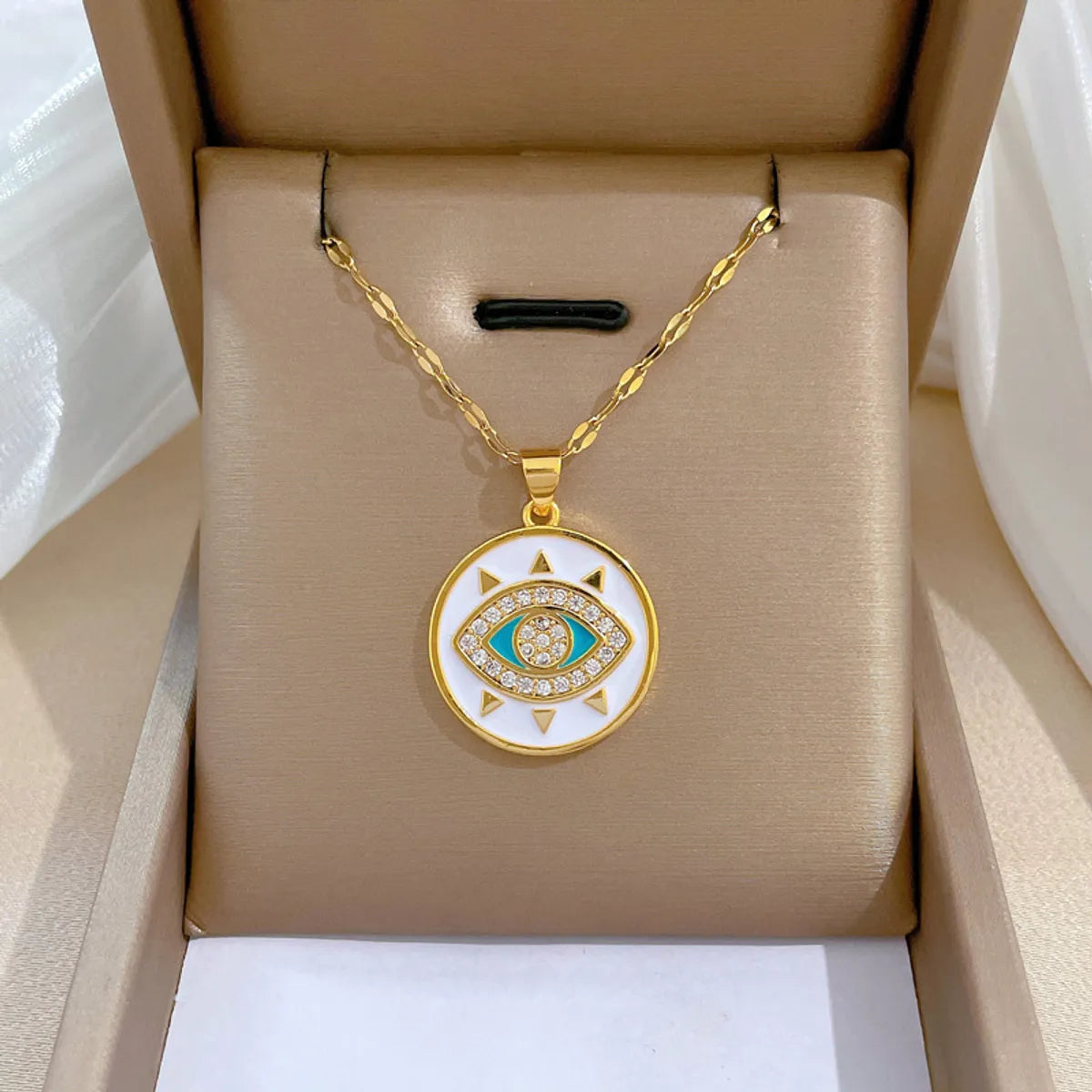 1 Piece Fashion Eye Stainless Steel Plating Zircon Pendant Necklace