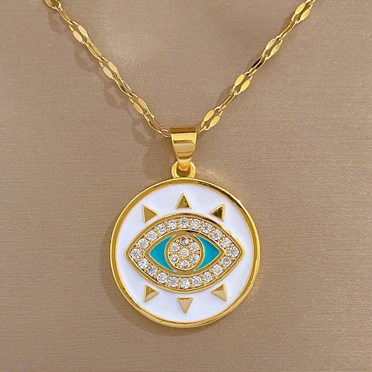 1 Piece Fashion Eye Stainless Steel Plating Zircon Pendant Necklace