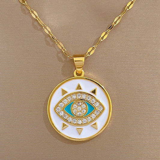 1 Piece Fashion Eye Stainless Steel Plating Zircon Pendant Necklace