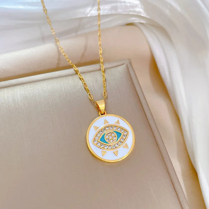 1 Piece Fashion Eye Stainless Steel Plating Zircon Pendant Necklace