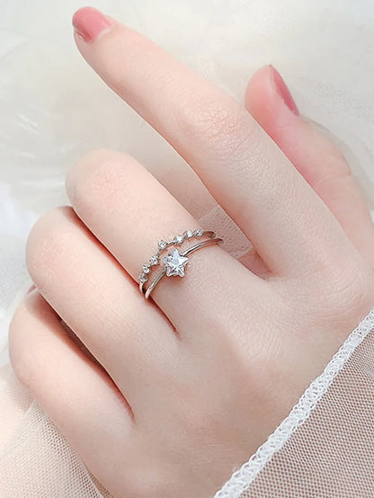 1 Piece Fashion Fish Tail Copper Inlay Artificial Pearls Zircon Open Ring