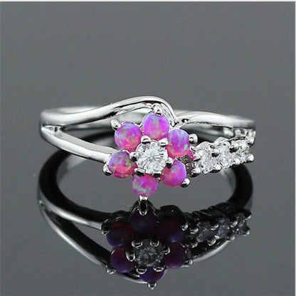 1 Piece Fashion Flower Alloy Inlay Opal Women'S Rings