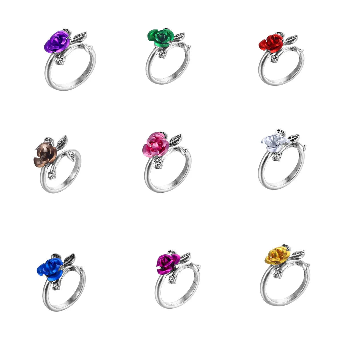 1 Piece Fashion Rose Flower Alloy Plating Women's Open Ring