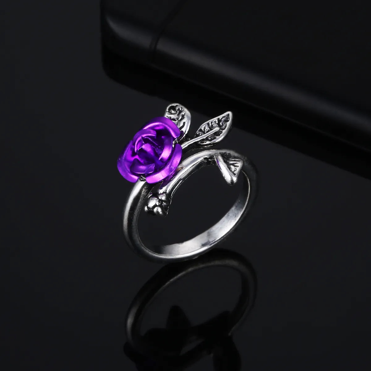 1 Piece Fashion Rose Flower Alloy Plating Women's Open Ring