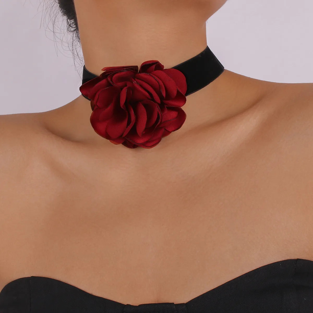 1 Piece Fashion Flower Cloth Flocking Cloth Handmade Women'S Choker