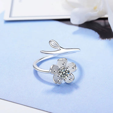 1 Piece Fashion Flower Copper Inlay Zircon Open Ring