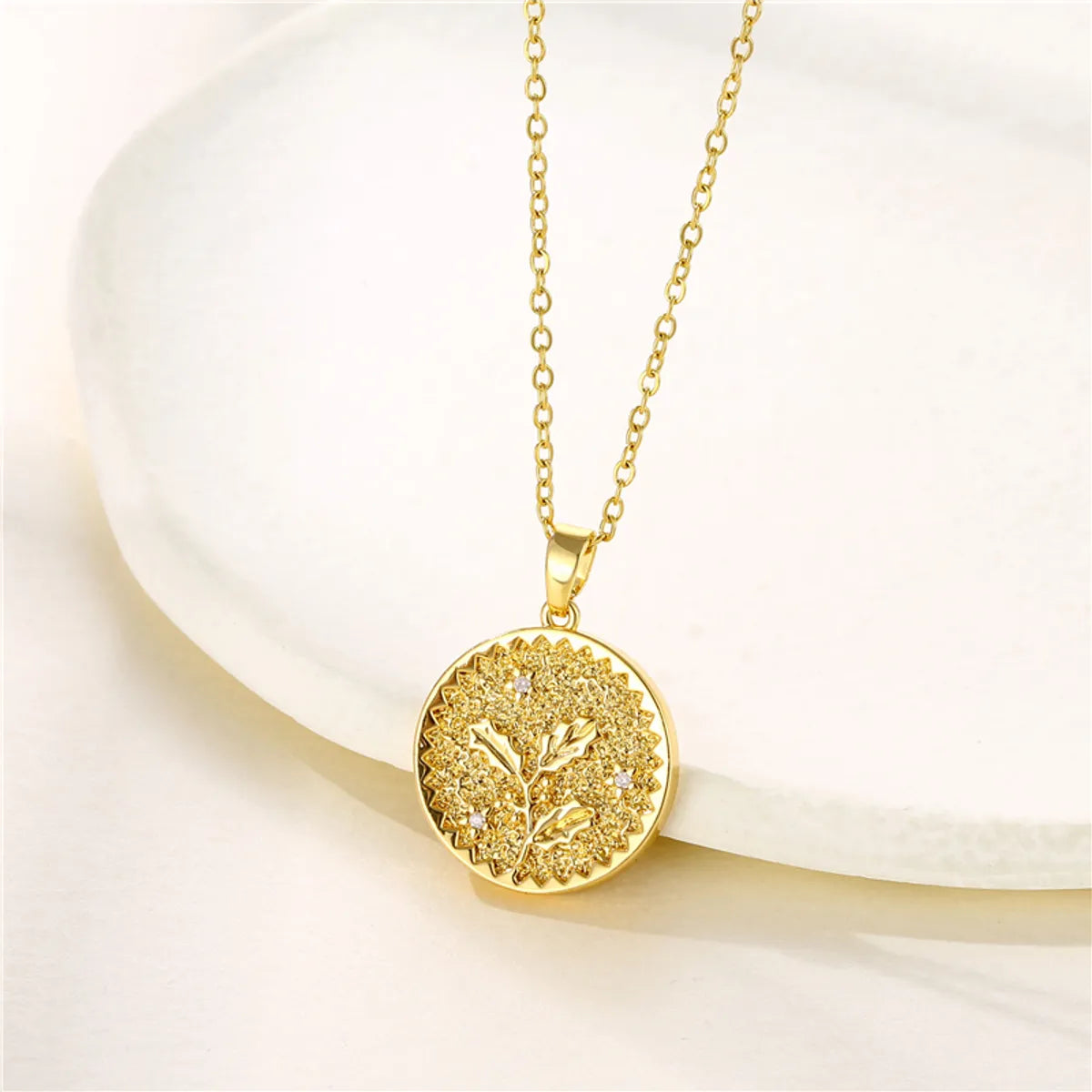 Fashion Flower Lotus Chrysanthemum Stainless Steel Titanium Steel Plating Inlay Zircon 18k Gold Plated Gold Plated Pendant Necklace