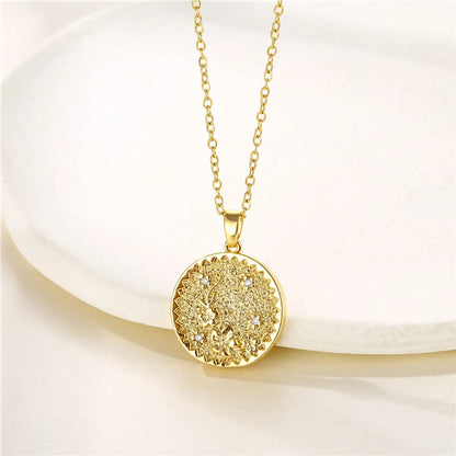 Fashion Flower Lotus Chrysanthemum Stainless Steel Titanium Steel Plating Inlay Zircon 18k Gold Plated Gold Plated Pendant Necklace