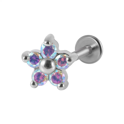 1 Piece Fashion Flower Stainless Steel Plating Inlay Zircon Ear Studs