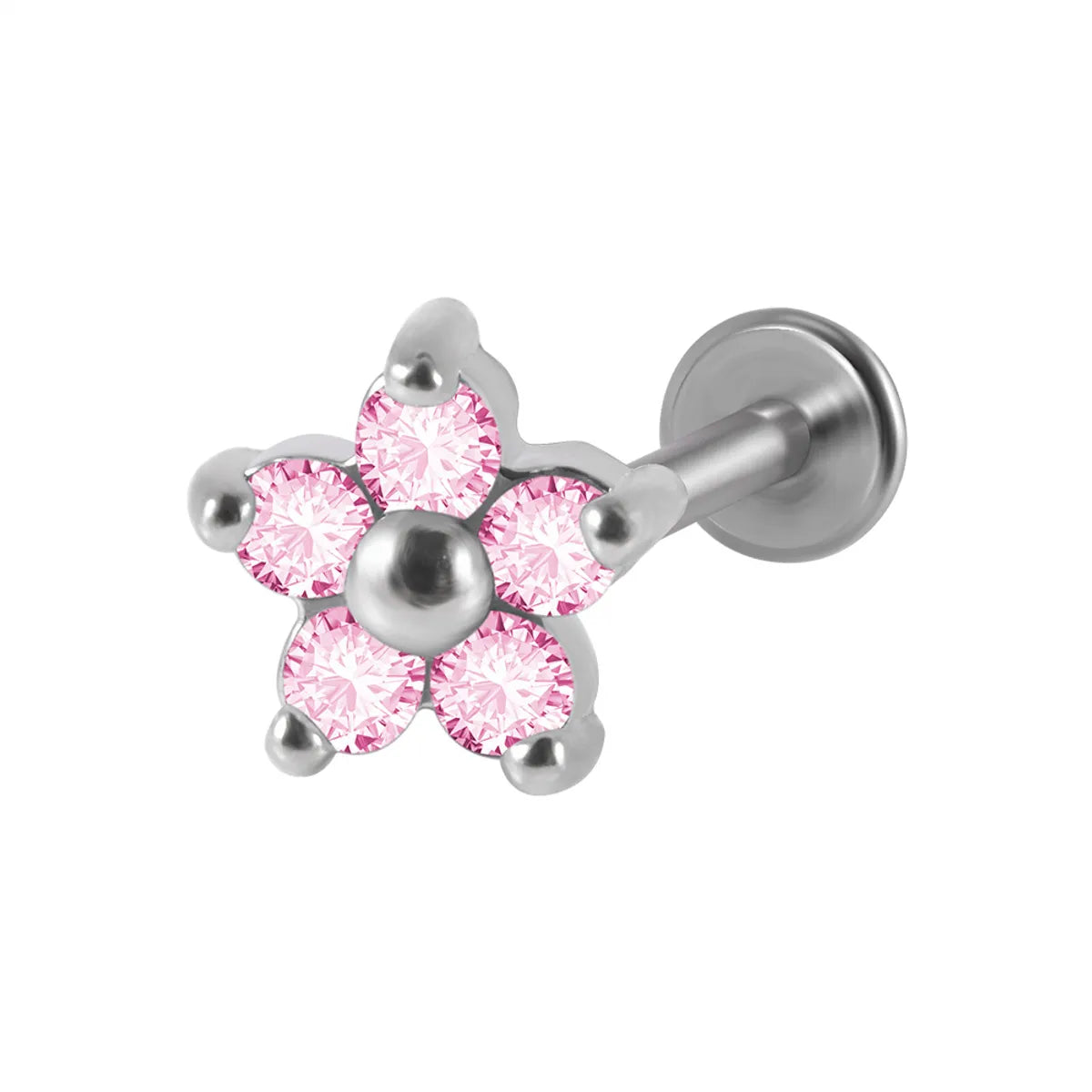 1 Piece Fashion Flower Stainless Steel Plating Inlay Zircon Ear Studs