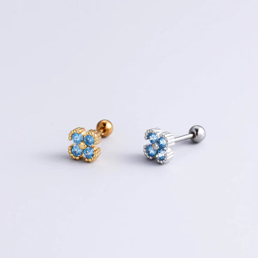 1 Piece Fashion Flower Stainless Steel Plating Inlay Zircon Ear Studs