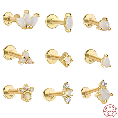 1 Piece Fashion Flower Sterling Silver Plating Inlay Gem Ear Studs