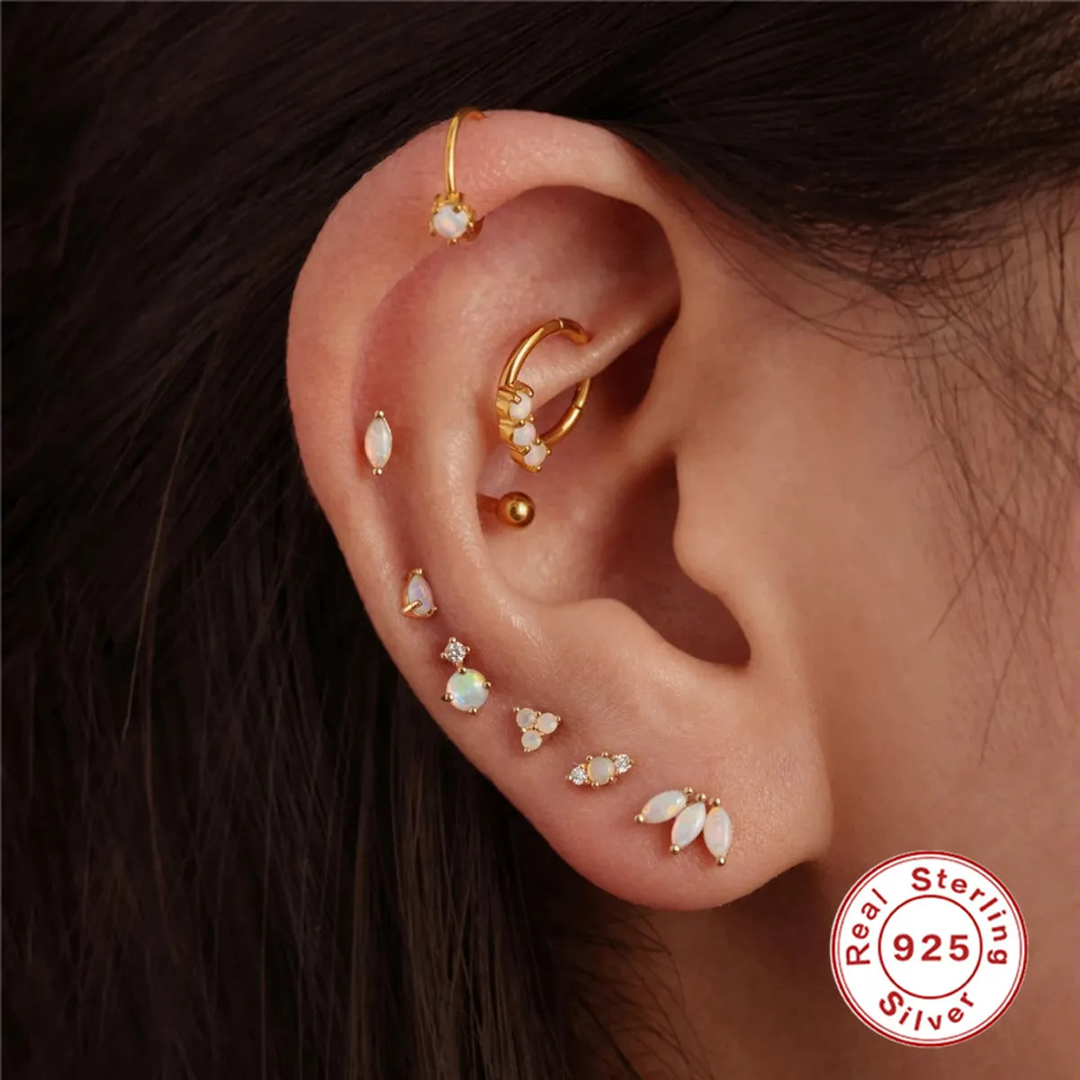 1 Piece Fashion Flower Sterling Silver Plating Inlay Gem Ear Studs