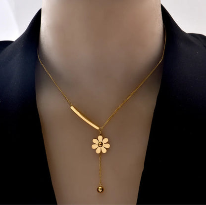 1 Piece Fashion Flower Titanium Steel Plating Pendant Necklace