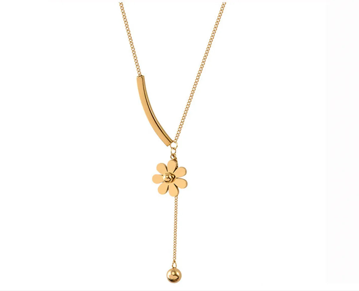 1 Piece Fashion Flower Titanium Steel Plating Pendant Necklace