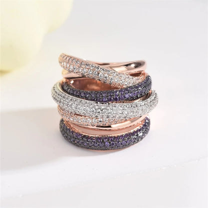 1 Piece Fashion Geometric Copper Inlay Zircon Rings