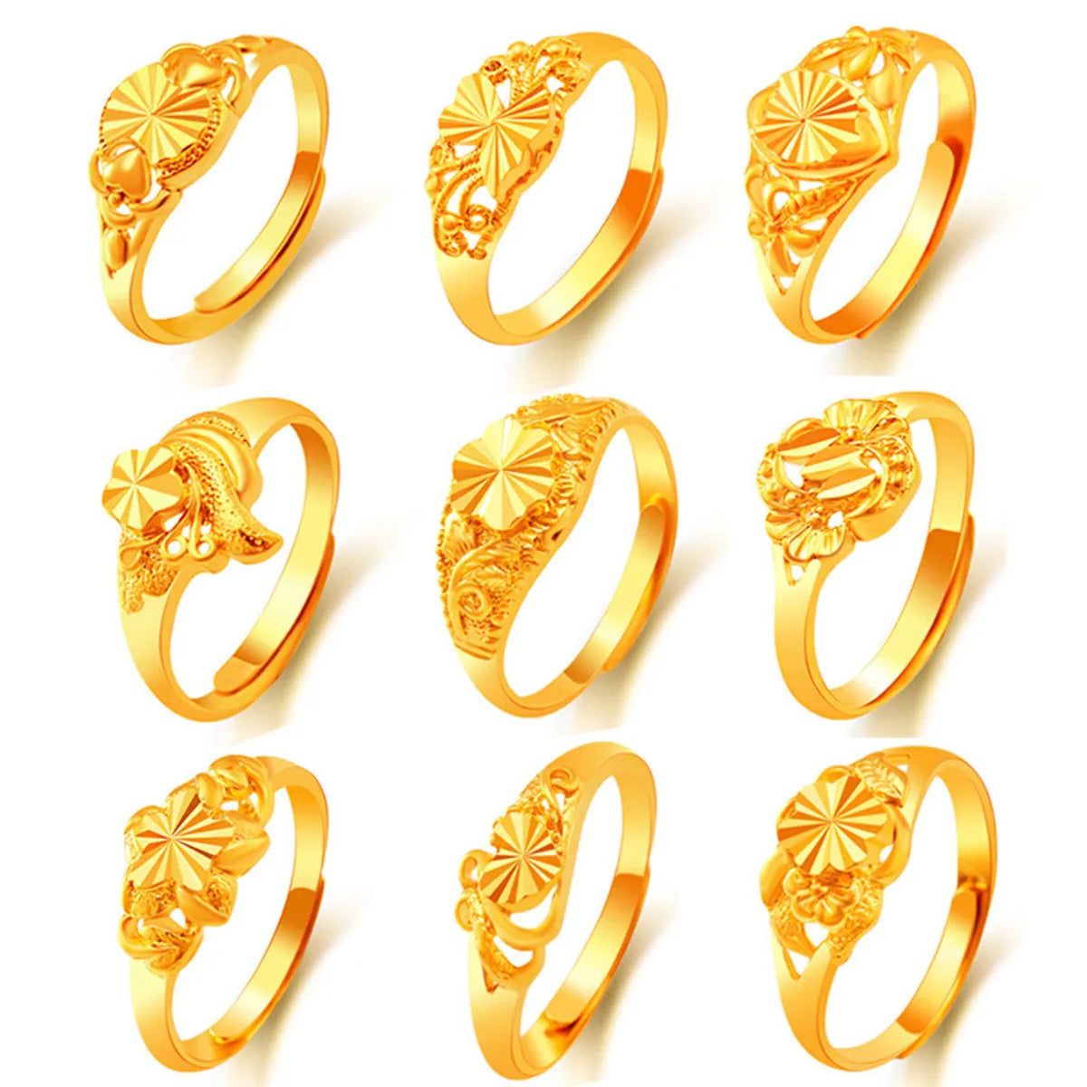 1 Piece Fashion Geometric Flower Copper Plating Open Ring