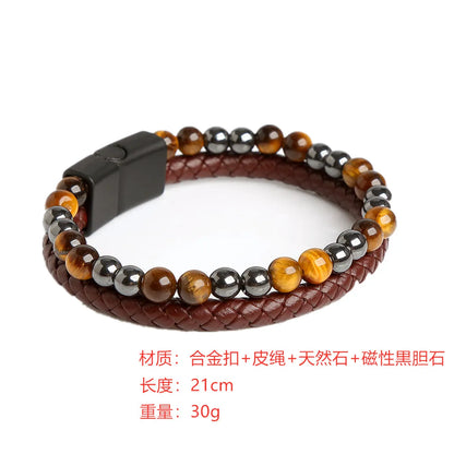 Fashion Geometric Natural Stone Rope Men'S Bracelets