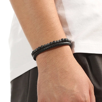 Fashion Geometric Natural Stone Rope Men'S Bracelets