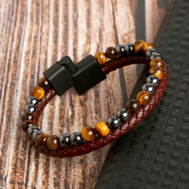 Fashion Geometric Natural Stone Rope Men'S Bracelets