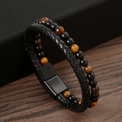 Fashion Geometric Natural Stone Rope Men'S Bracelets