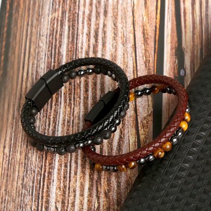 Fashion Geometric Natural Stone Rope Men'S Bracelets