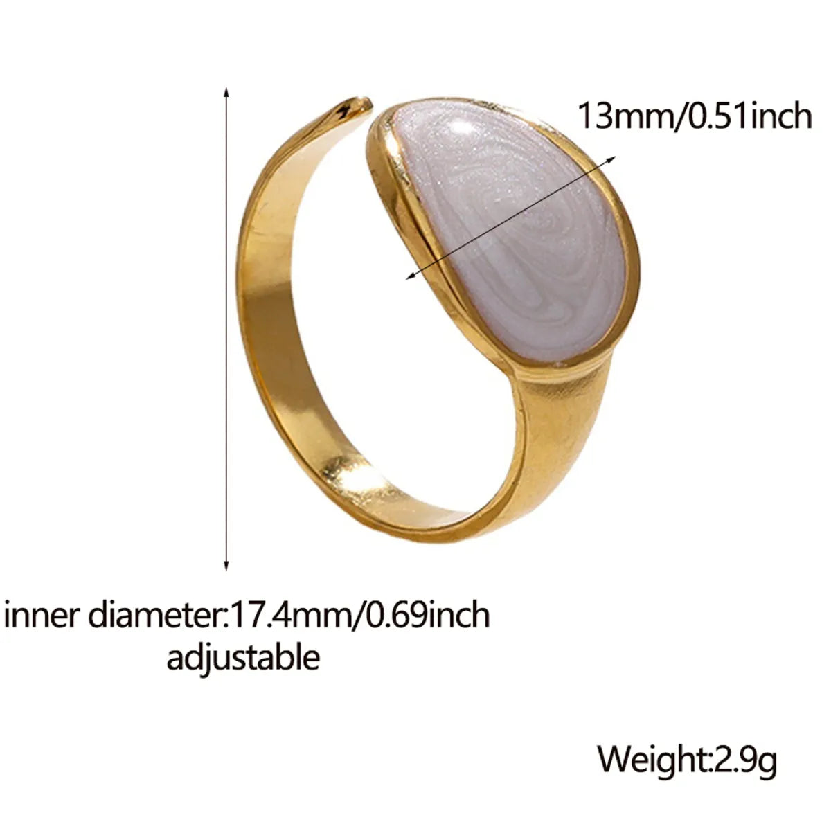 Wholesale Jewelry Fashion Geometric 304 Stainless Steel 18K Gold Plated Plating Open Ring