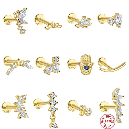 1 Piece Fashion Geometric Sterling Silver Plating Zircon Ear Studs