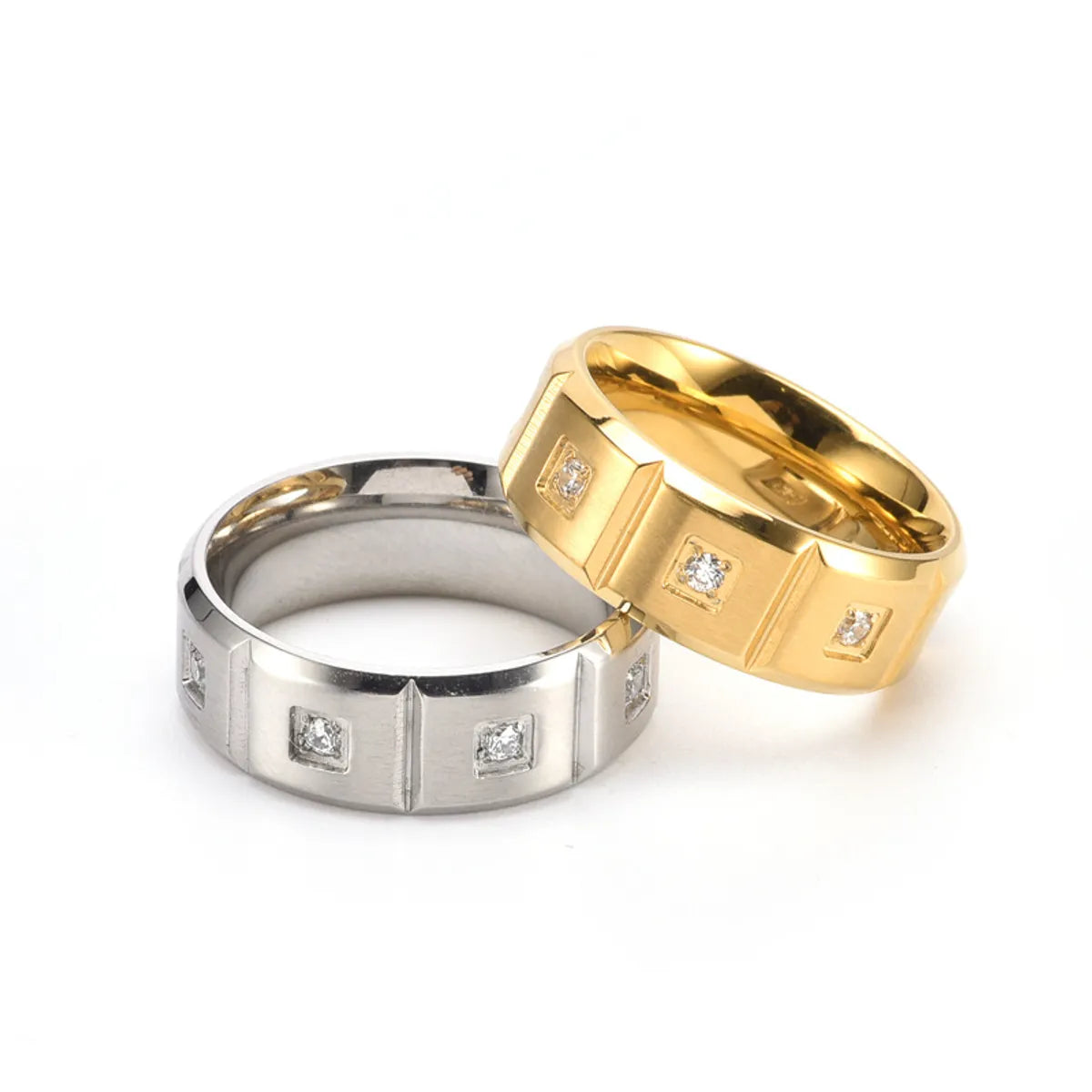 1 Piece Fashion Geometric Titanium Steel Plating Rings