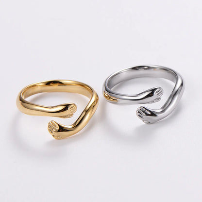 1 Piece Fashion Hand Number Bow Knot Stainless Steel Inlay Zircon Open Ring