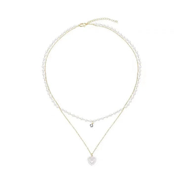 1 Piece Fashion Heart Shape Alloy Freshwater Pearl Patchwork Chain Women's Layered Necklaces