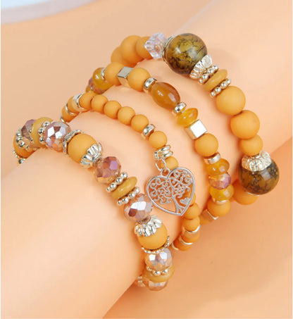 1 Piece Fashion Heart Shape Alloy Glass Beaded Women's Bracelets