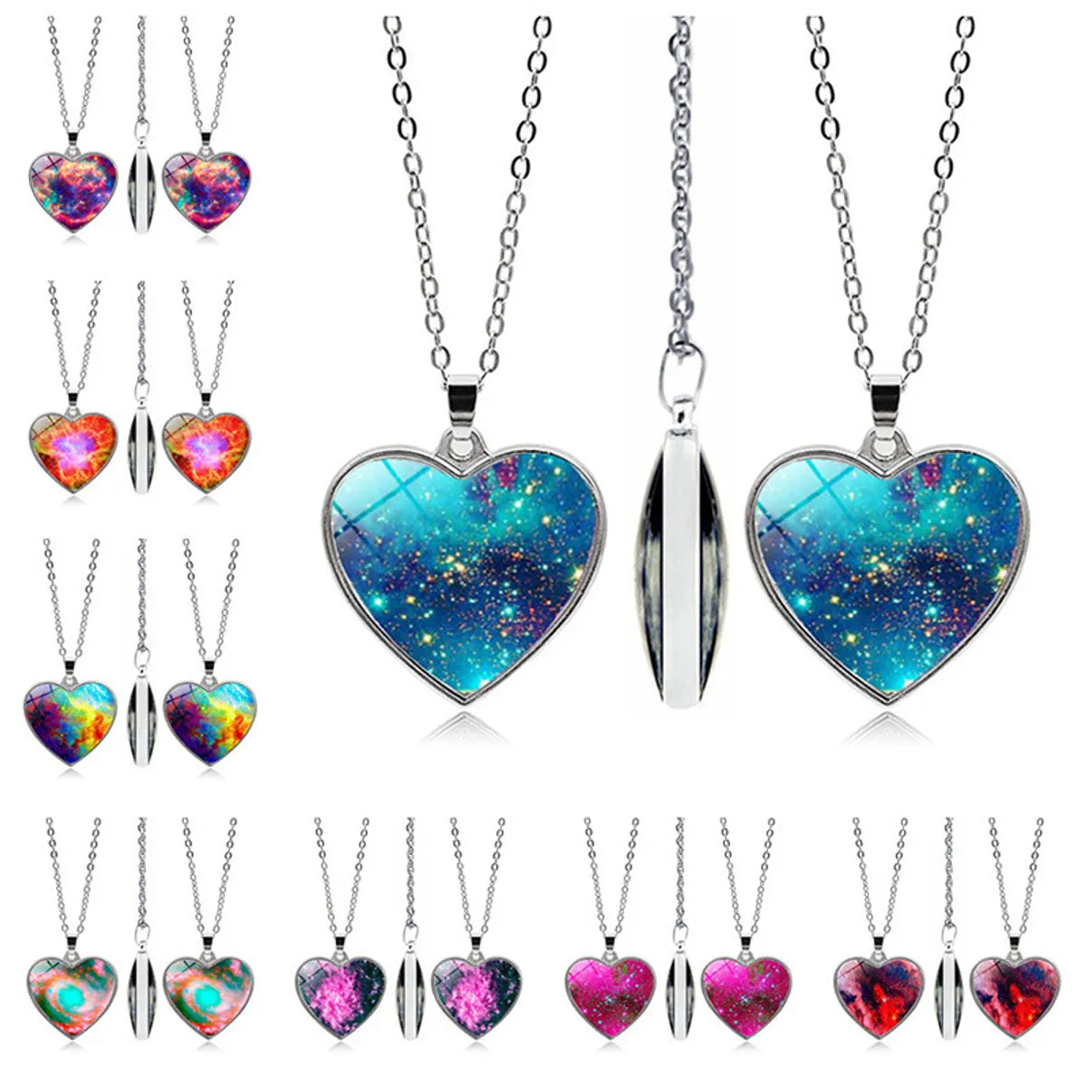 1 Piece Fashion Heart Shape Alloy Glass Plating Unisex Pendant Necklace