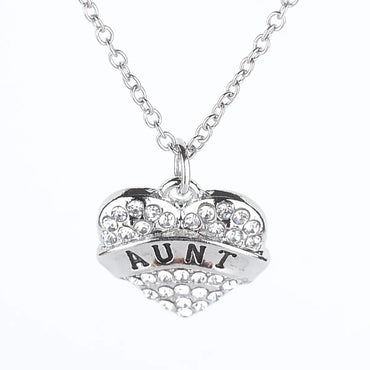 Fashion Mama Heart Shape Alloy Inlay Rhinestones Unisex Pendant Necklace