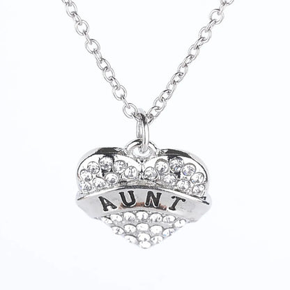 Fashion Mama Heart Shape Alloy Inlay Rhinestones Unisex Pendant Necklace