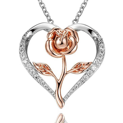 1 Piece Fashion Heart Shape Alloy Inlay Rhinestones Women'S Pendant Necklace