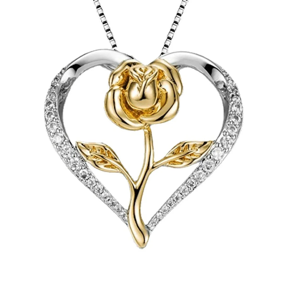 1 Piece Fashion Heart Shape Alloy Inlay Rhinestones Women'S Pendant Necklace