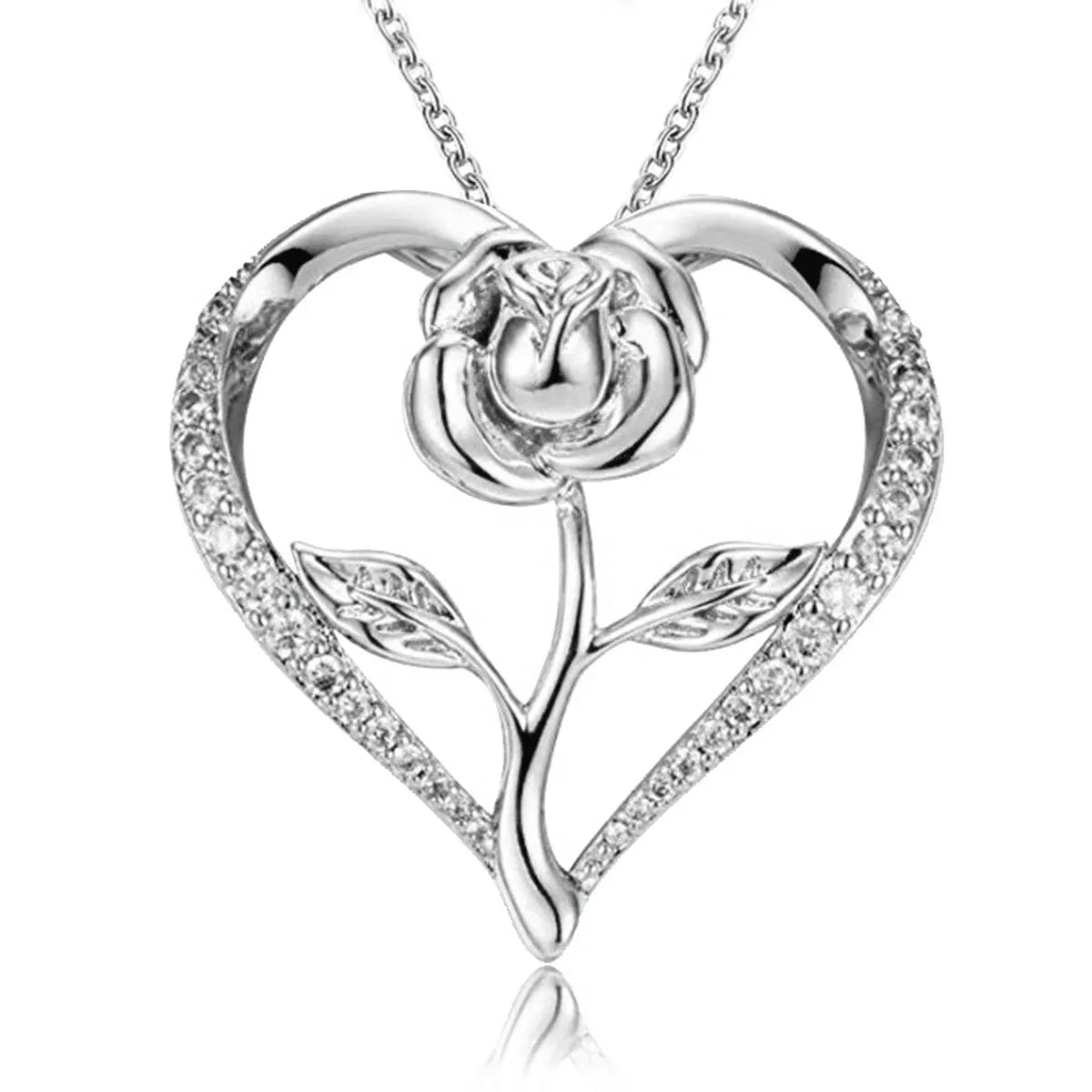 1 Piece Fashion Heart Shape Alloy Inlay Rhinestones Women'S Pendant Necklace