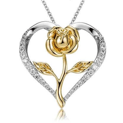 1 Piece Fashion Heart Shape Alloy Inlay Rhinestones Women'S Pendant Necklace