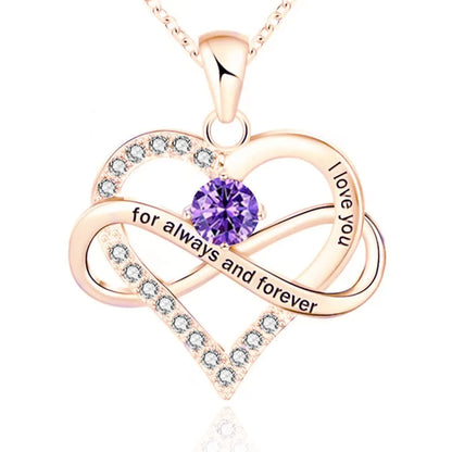 1 Piece Fashion Heart Shape Alloy Plating Rhinestones Birthstone Women's Pendant Necklace